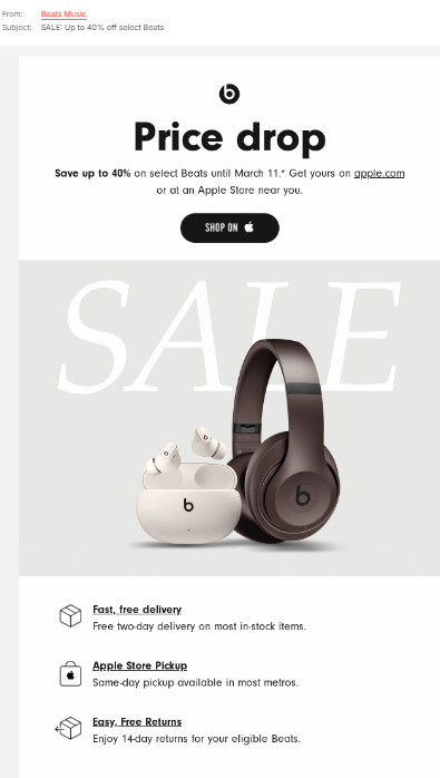 Beats by dr. Dre flash sale email